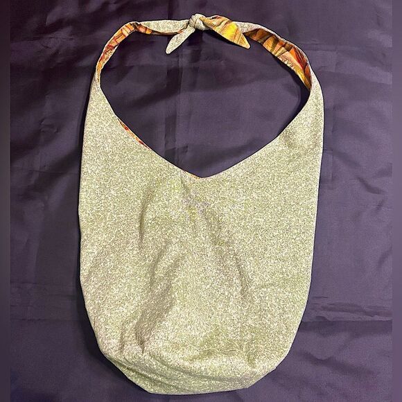 Handbags - Green and tropical pattern reversible boho festival slouchy fabric shoulder bag